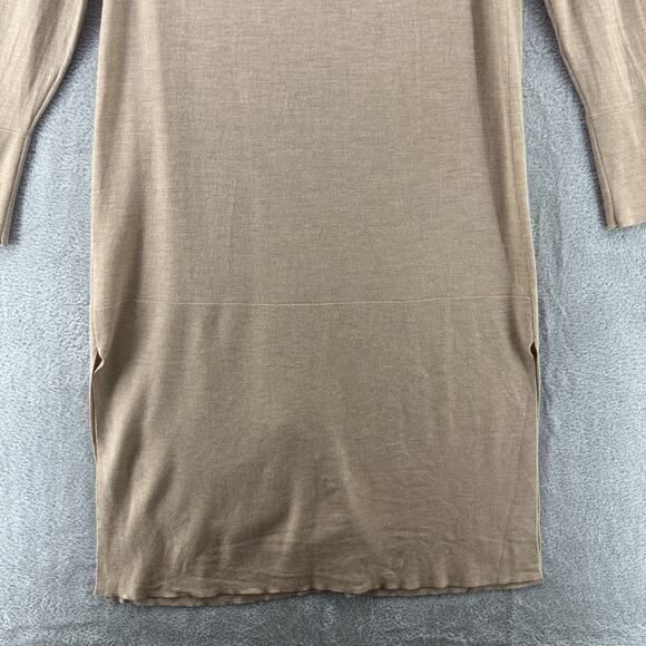 Talbots Sweater Womens L Camel Merino Wool Knit Long Open Front Cardigan V-Neck - Picture 9 of 13